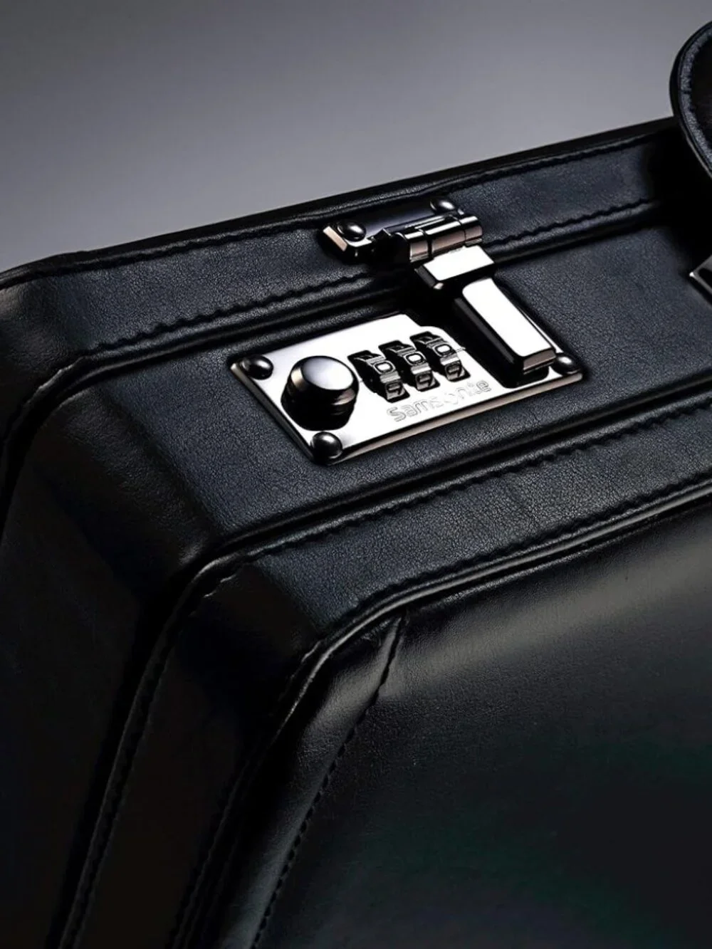 Samsonite Expandable Leather Attache Briefcase Black NIB Combination Locks